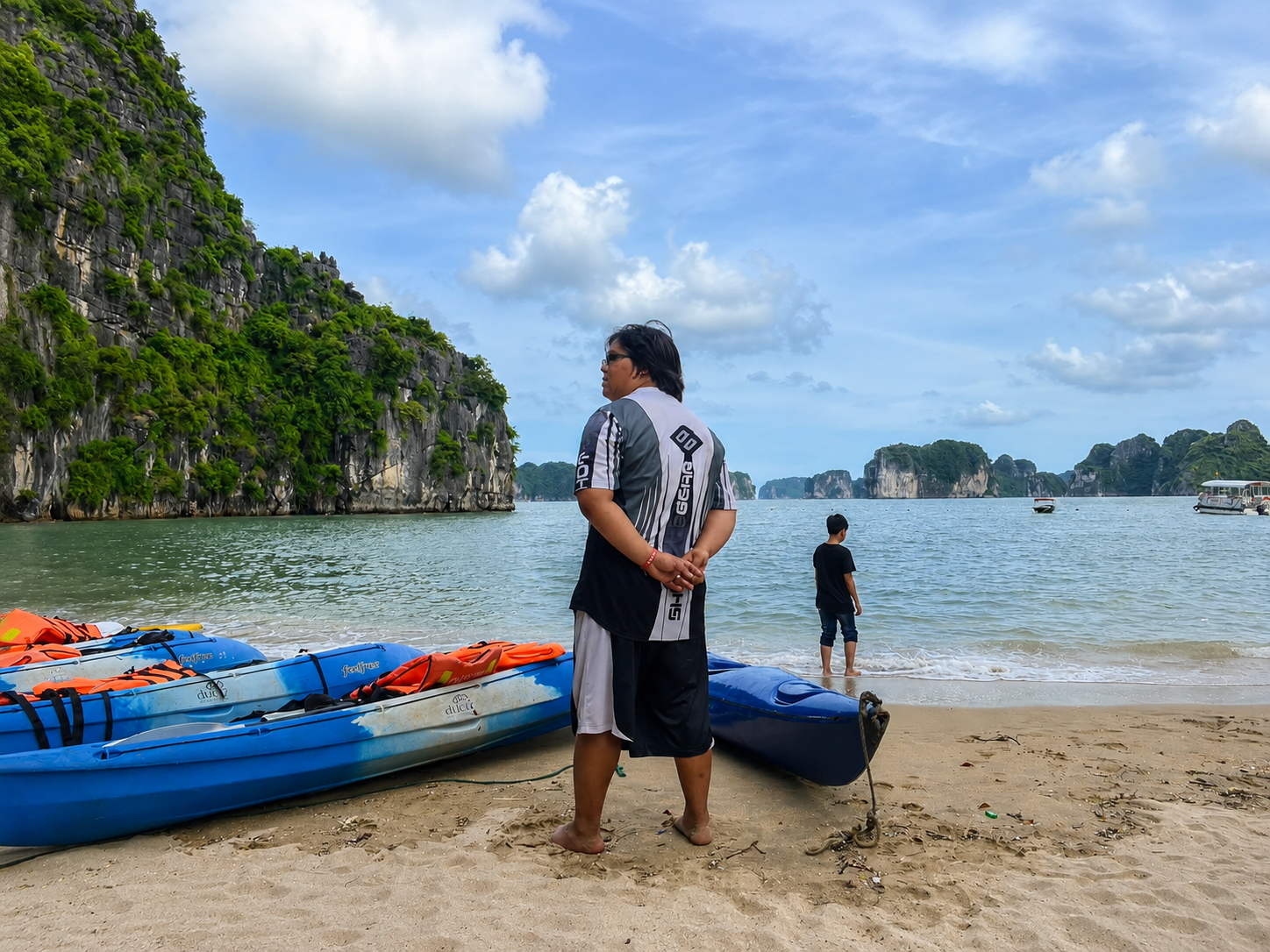 Ha Long Bay Beach with Kayaks Vietnam Hanoi 2016