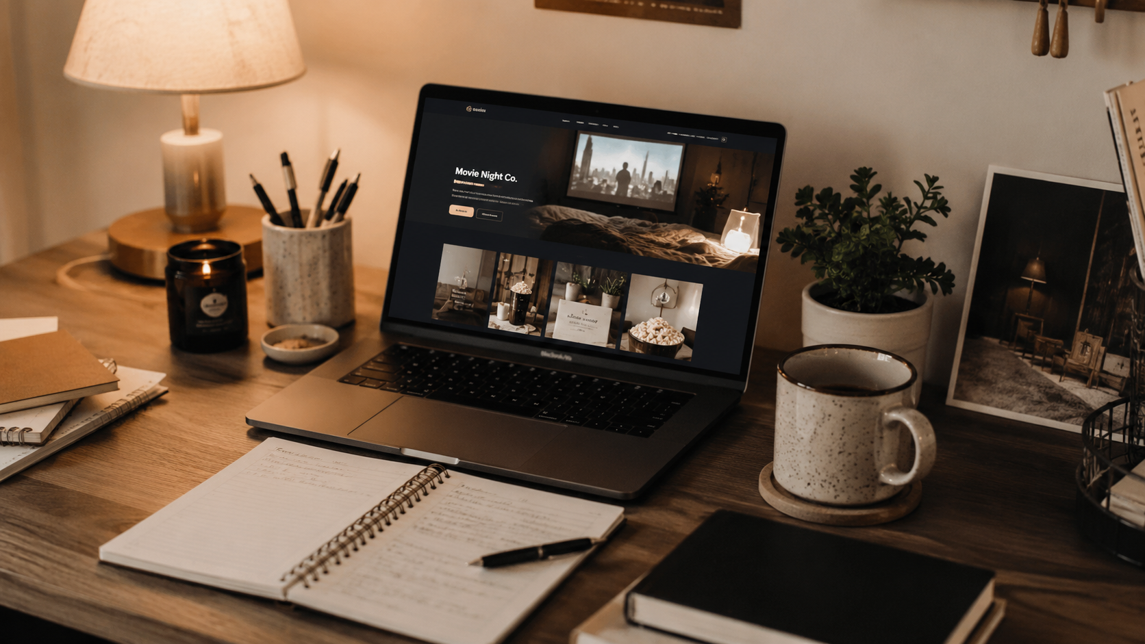 Movie Night Co. website on a laptop screen, a project months in the making