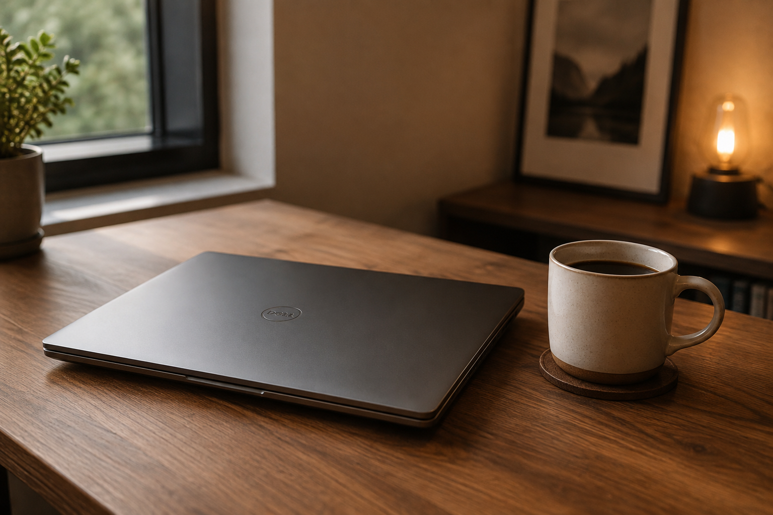 Laptop screen going dark on a quiet desk